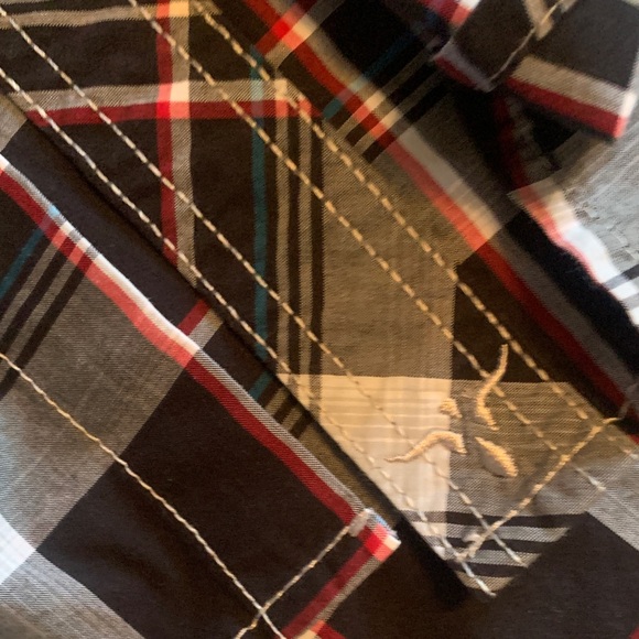 Wrangler Men's Casual Plaid Shirt - Black, Red, and White - Picture 6 of 7